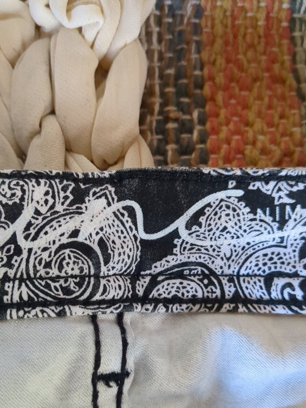 Black and White Cotton Blend Pants - Picture 13 of 14